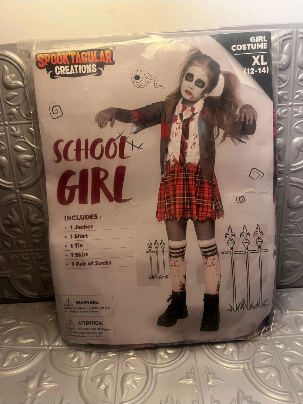 School Girl Costume for Kids - Red Plaid (XL)